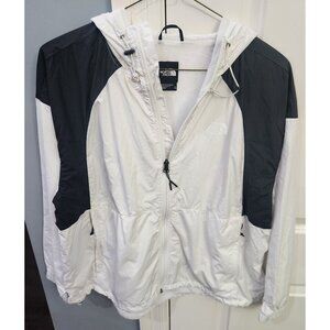 The North Face Womens Windbreaker Jacket XL White/Black Lightweight Nylon Hooded
